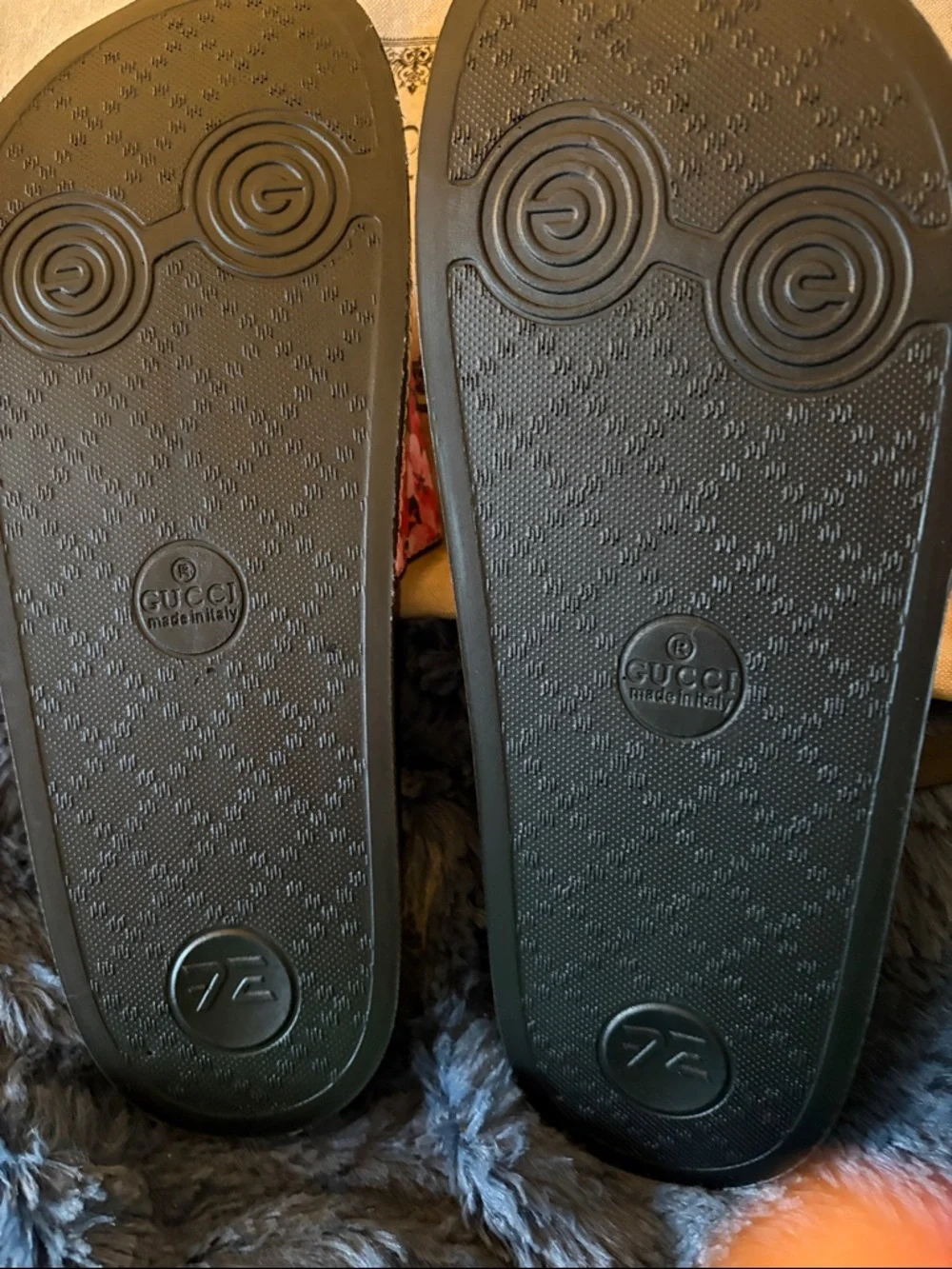 Gucci Black Slide Sandals with Pink and Green Floral GG Strap - Picture 4 of 4